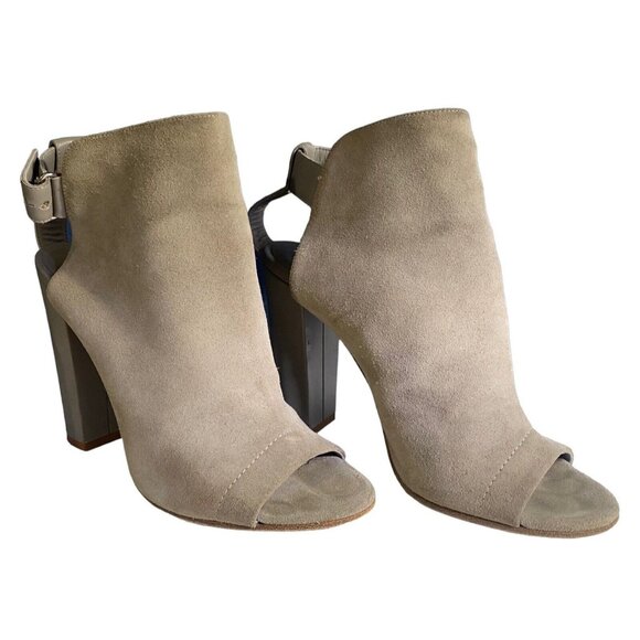 VINCE Women Heel Size 8 Gray Addison Peep Toe Block Suede Casual Party Office - Picture 2 of 12